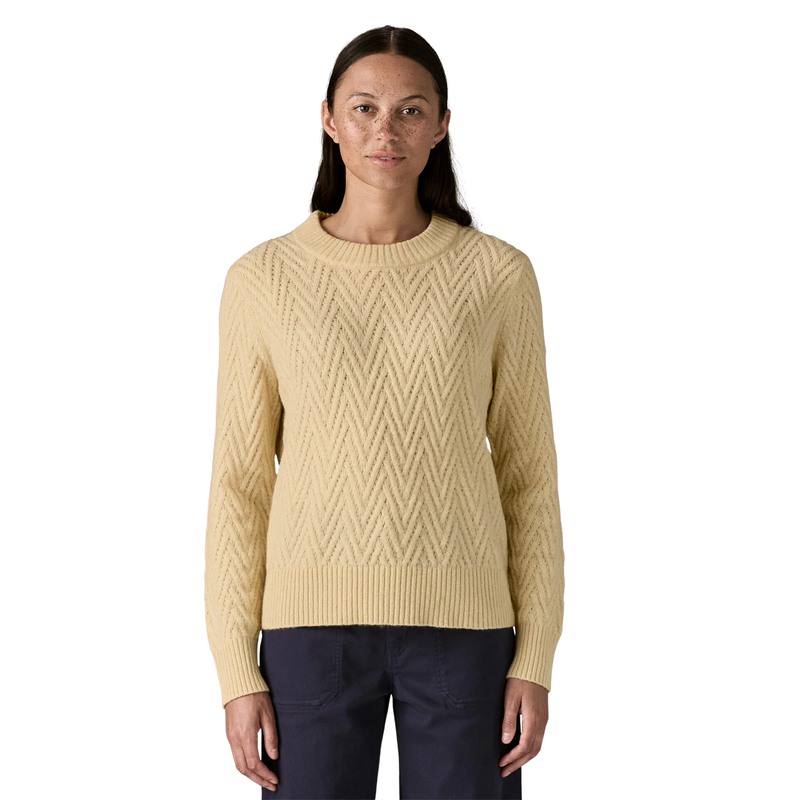 Patagonia Women's Recycled Wool Blend Crewneck Sweater - Chevron Cable: Dark Natural