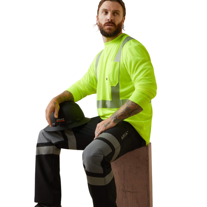 Ariat Men's Rebar Hi Vis ANSI Long Sleeve T Shirt - Bright Yellow