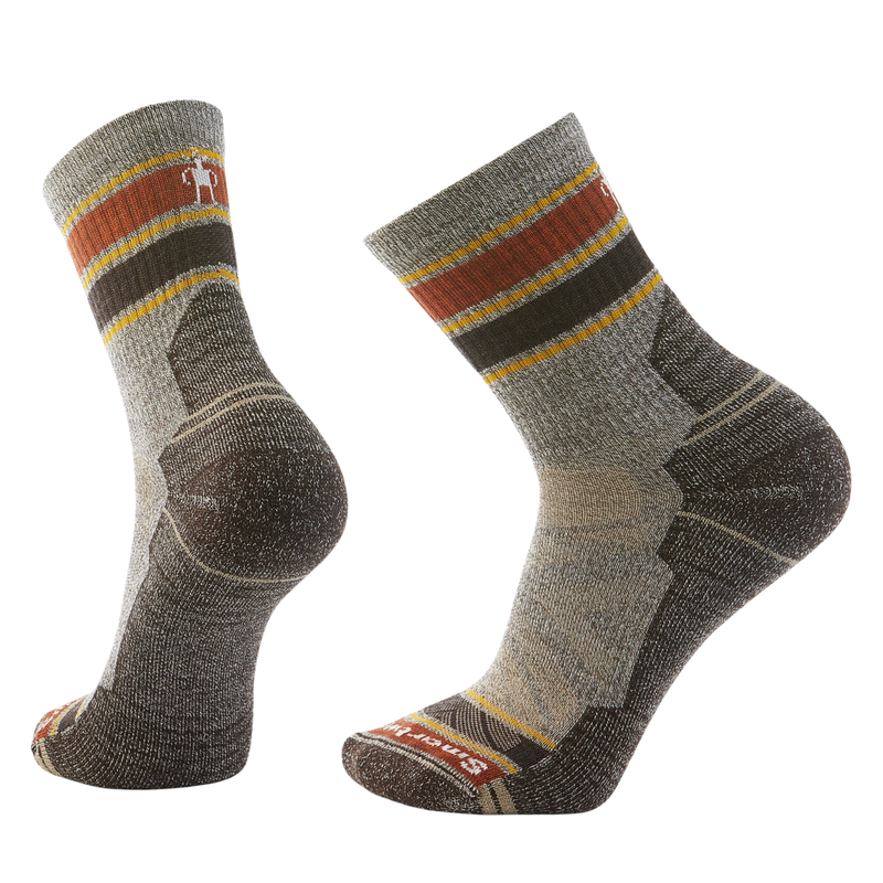 Smartwool Men's Hike Light Cushion Striped Mid Crew Socks - Taupe/Natural Marl