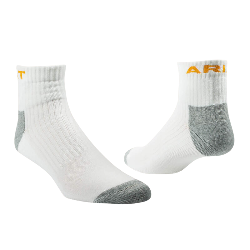 Ariat Men's Premium Cotton Quarter Crew 3 Pack Socks - White