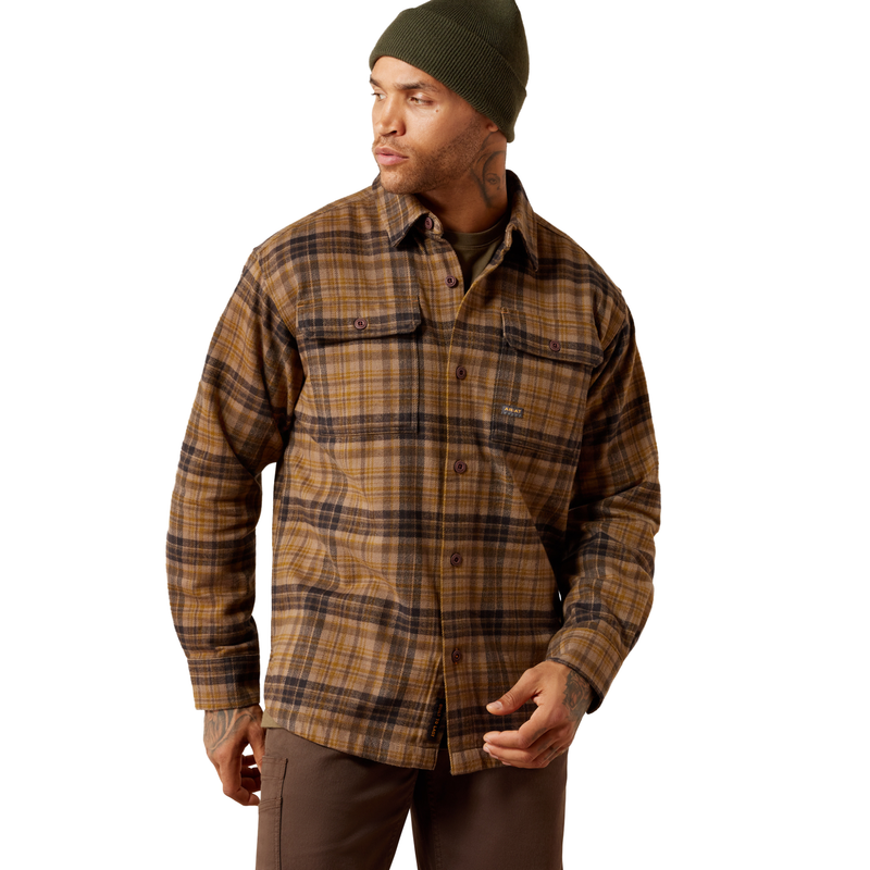 Ariat Men's Rebar Heavy Flannel Work Shirt - Caribou