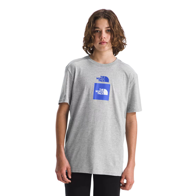 The North Face Boys' Short Sleeve Graphic Tee - TNF Light Grey Heather/Solar Blue