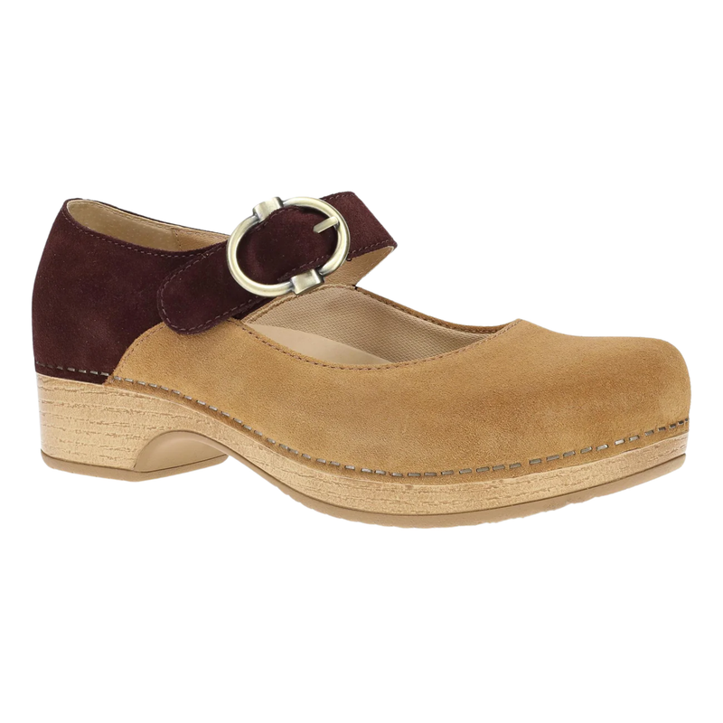 Dansko Women's Bonny Mary Jane Clogs - Tan Mulberry Burnished Nubuck