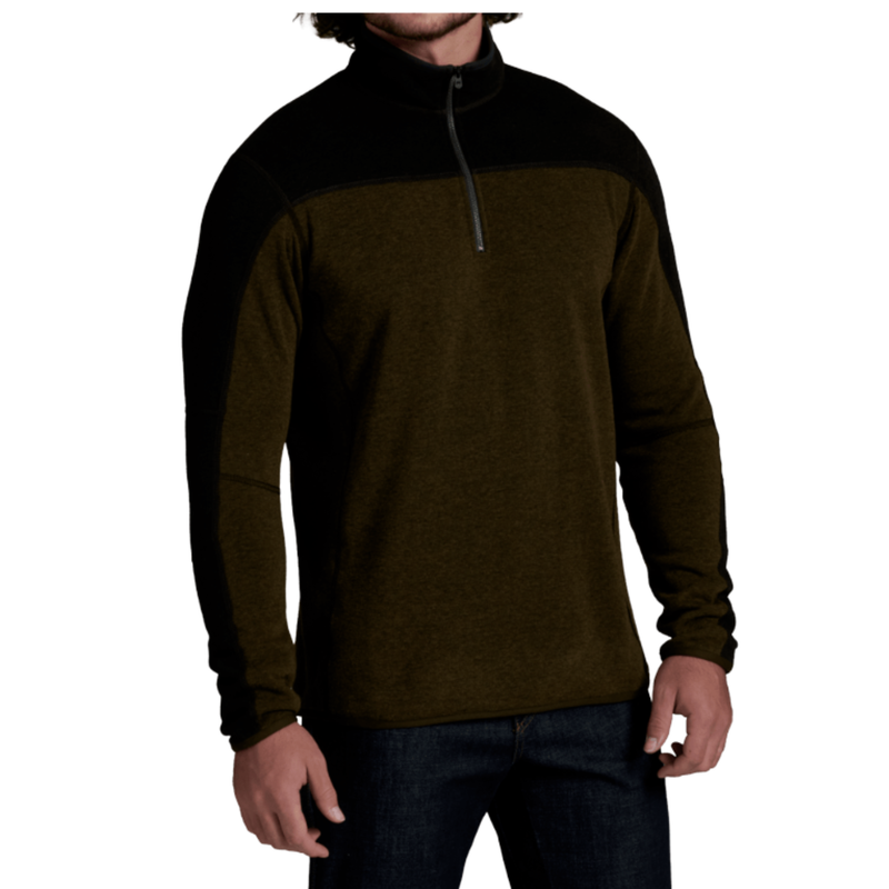 Kuhl Men's Revel Colorblock Quarter Zip Sweater - Black Dark Roast
