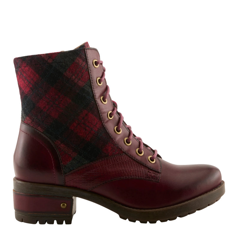 Spring Step L'Artiste Women's Marty Plaid Boots - Bordeaux Multi