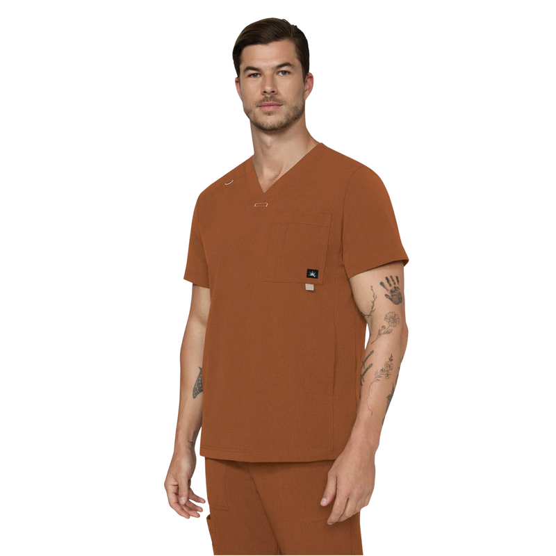Koi Men's Caldwell Scrub Top - Dark Copper