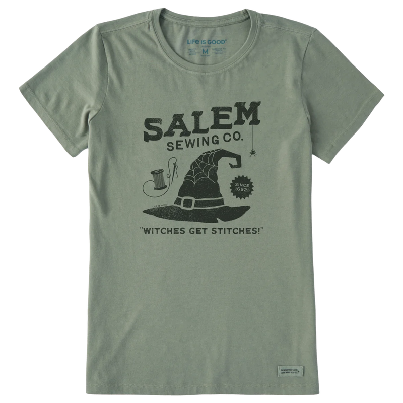 Life Is Good Women's Salem Sewing Co Short Sleeve Crusher Tee - Moss Green