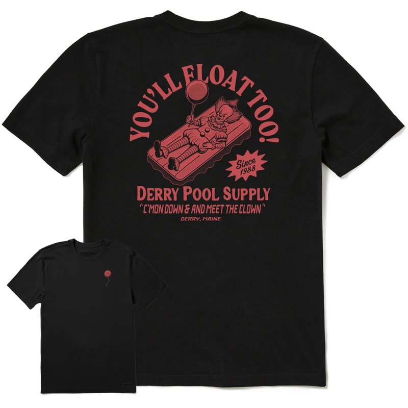 Life Is Good Men's You'll Float Too Short Sleeve Crusher Tee - Faded Black
