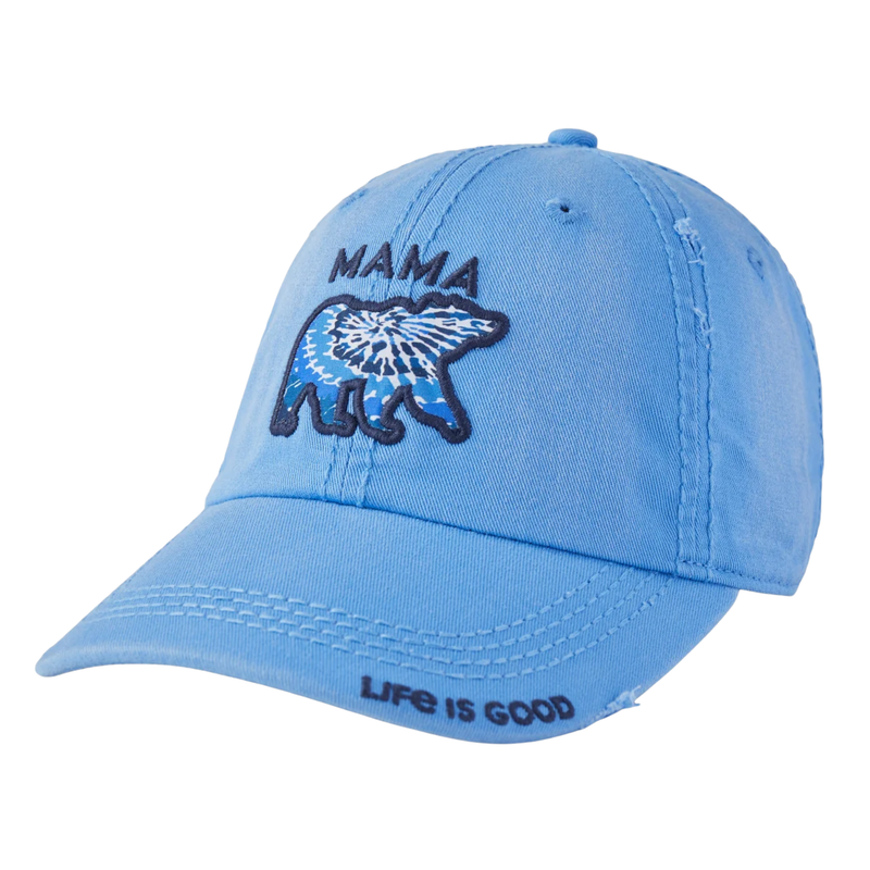 Life Is Good Adult Unisex Tie Dye Mama Bear Sunwashed Chill Cap - Cornflower Blue