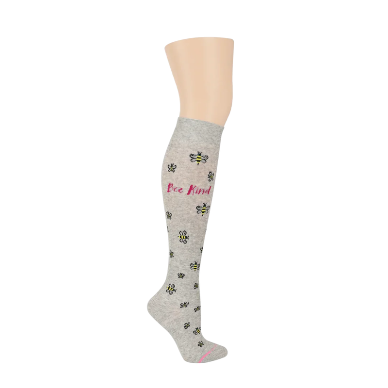 Dr. Motion Women's Bee's Knee High Compression Socks - Light Grey Heather