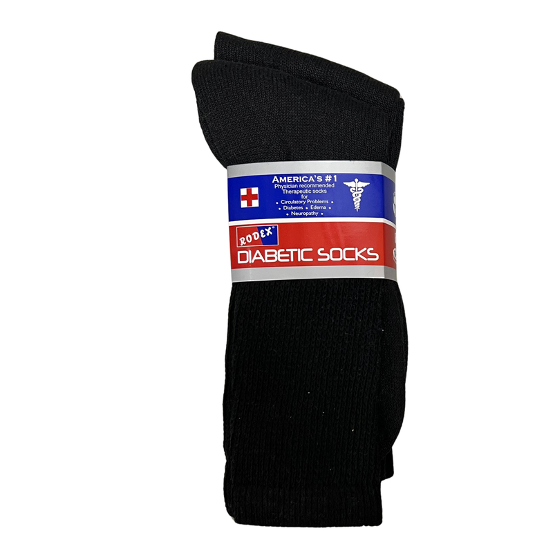 Rodex Men's Diabetic Crew Socks - Black