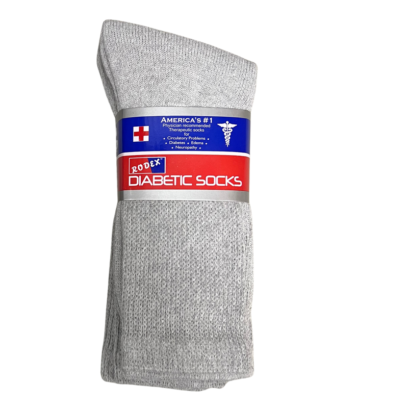 Rodex Men's Diabetic Crew Socks - Grey