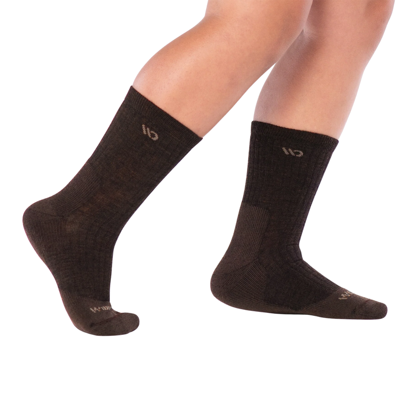 Wide Open Men's Solid Cushioned Micro Crew Socks - Walnut