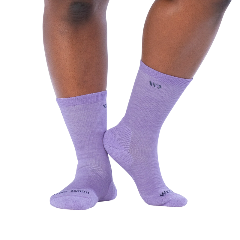 Wide Open Women's Solid Cushioned Crew Socks - Lavender