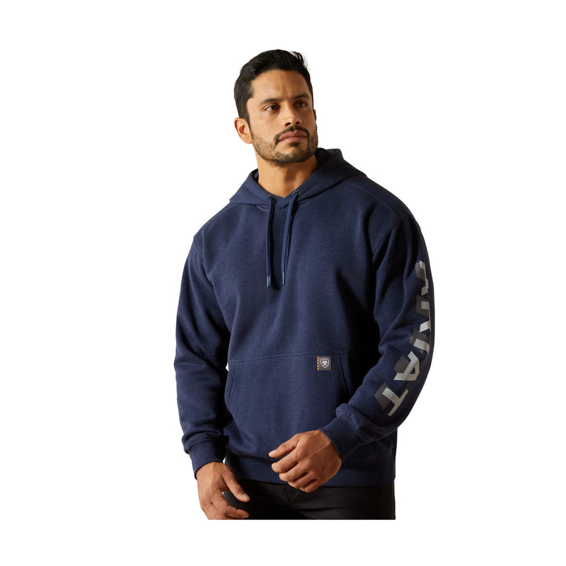 Ariat Men's Lightweight Logo Hoodie - Navy Heather/Alloy