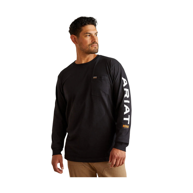 Ariat Men's Rebar Strong Standard Long Sleeve Pocket Tee - Black/White