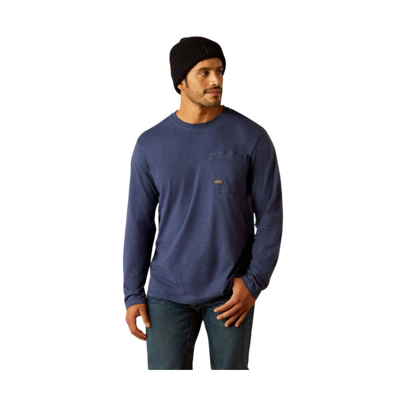 Ariat Men's Rebar Workman Reflective Flag Graphic Long Sleeve Shirt - Navy Heather