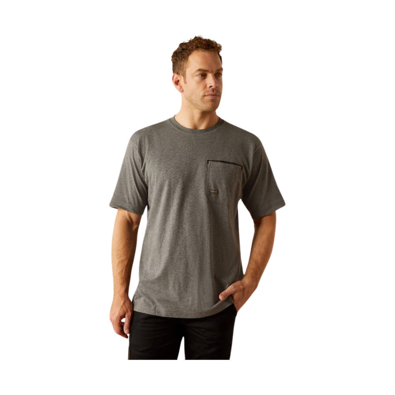 Ariat Men's Workman Beams T Shirt - Medium Charcoal Heather Grey