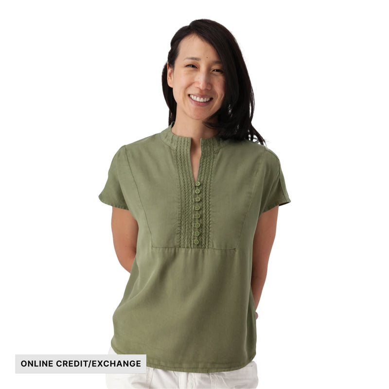 Aventura Women's Margot Mandarin Collar Top - Olivine