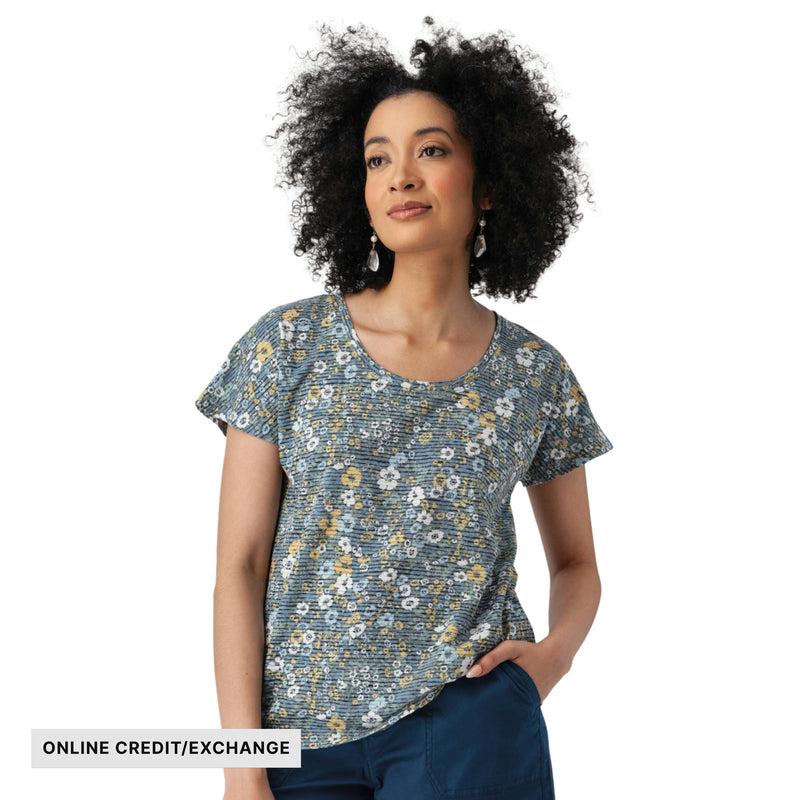 Aventura Women's Meadows Floral Burnout Tee - Gibraltar Sea