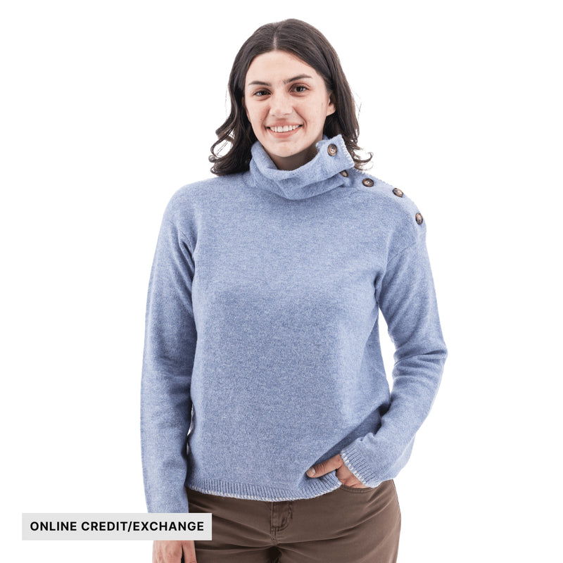 Aventura Women's Solitude Button Collar Sweater - Bleached Denim