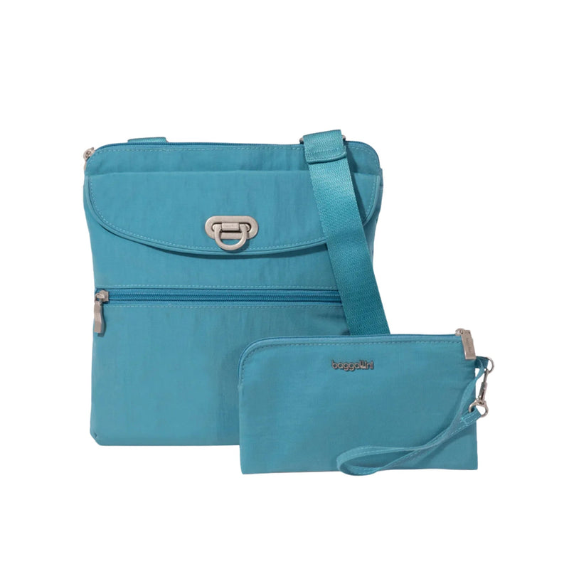 Baggallini Coastal Flip Lock Slim Crossbody - Seaside Blue