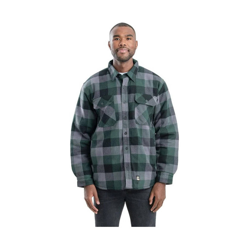 Berne Men's Flannel Shirt Jac - Plaid Green