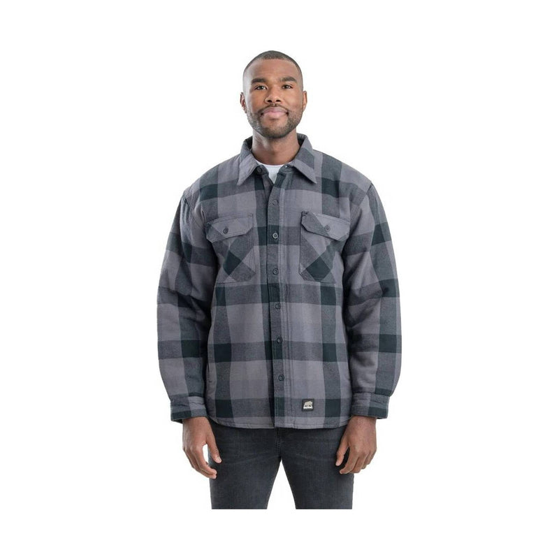 Berne Men's Flannel Shirt Jac - Plaid Slate