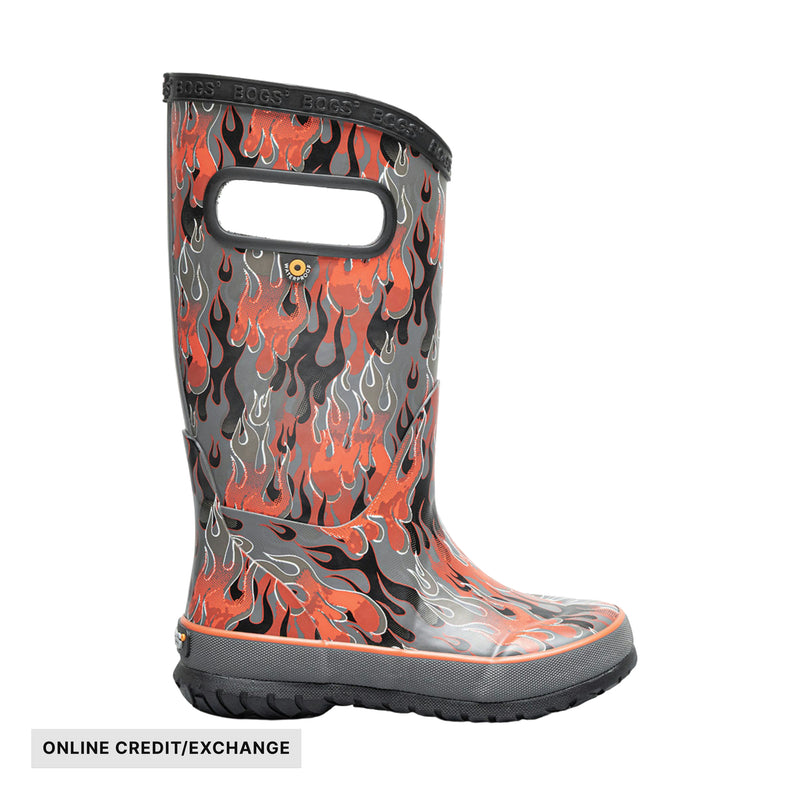 Bogs Kids' Fire Flame Rain Boots - Dark Grey Multi