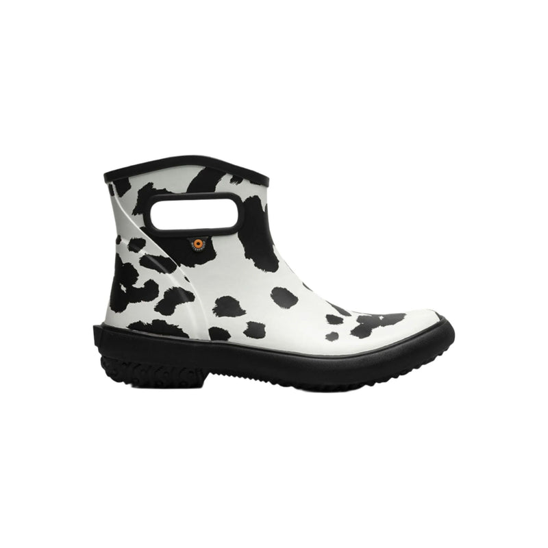 Bogs Women's Patch Ankle Cow Garden Rain Boots - Black/ White