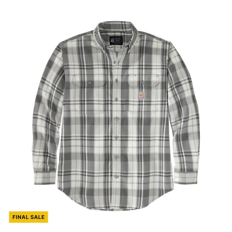 Carhartt Men's Flame Resistant Force Rugged Flex Loose Fit Twill Long Sleeve Plaid Shirt - Shadow/Malt