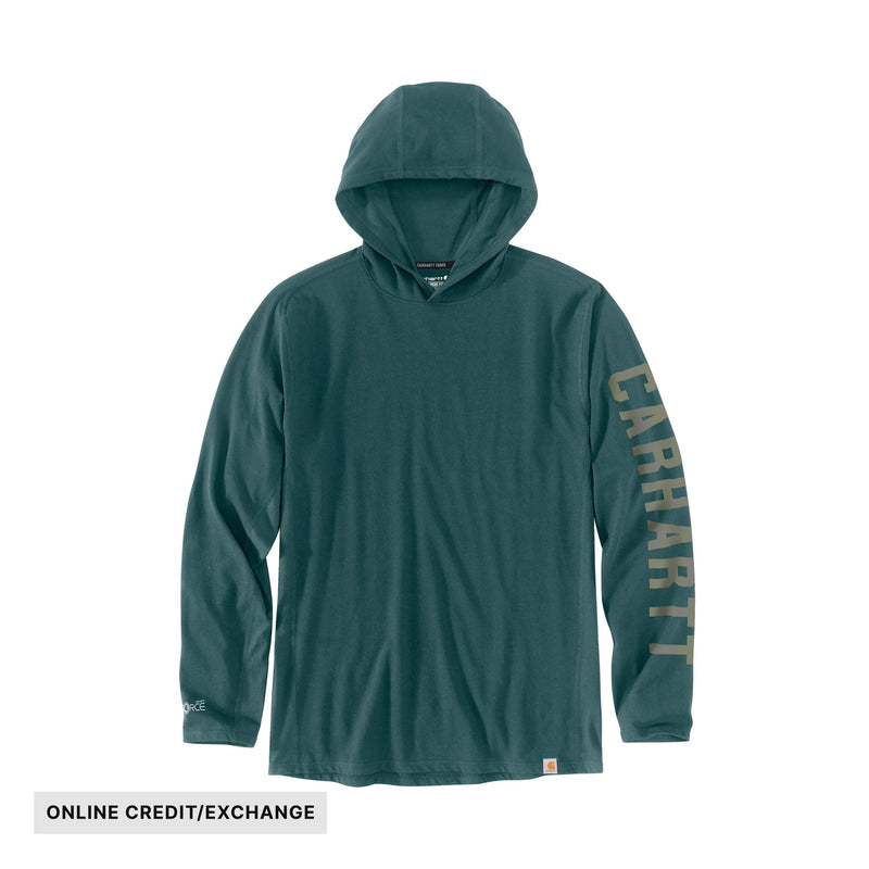 Carhartt Men's Force Relaxed Fit Long Sleeve Hooded Tee - Greenstone