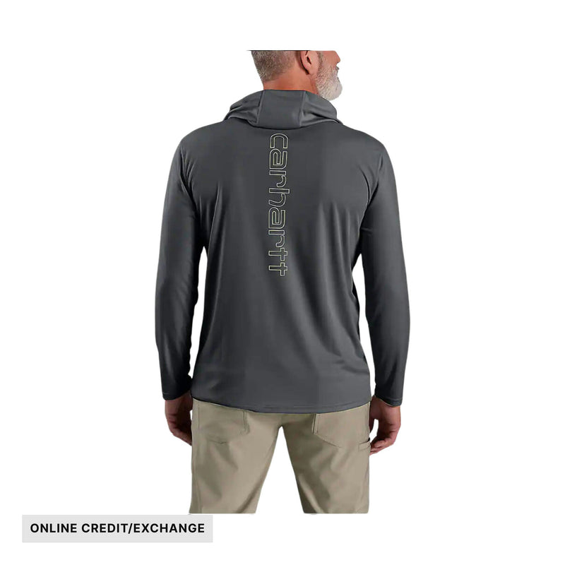 Carhartt Men's Force Sun Defender Lightweight Long Sleeve Hooded Logo Graphic T Shirt - Steel