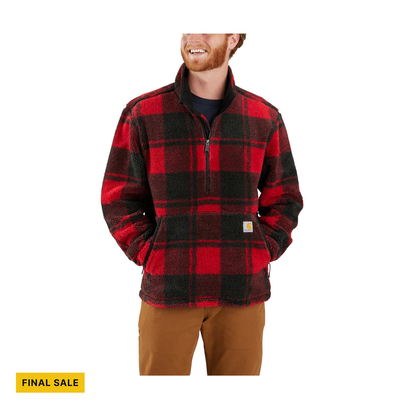 Carhartt Men's Loose Fit Fleece Pullover - Crabapple/Black Plaid