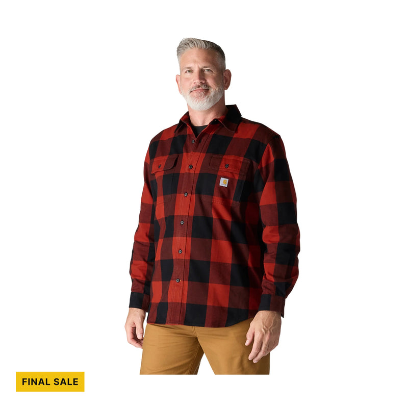 Carhartt Men's Loose Fit Heavyweight Flannel Long Sleeve Plaid Shirt - Spice Red