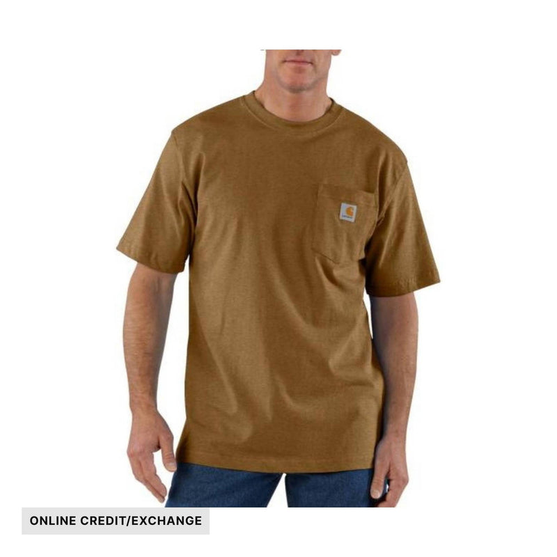 Carhartt Men's Loose Fit Heavyweight Short Sleeve Pocket T Shirt - Oiled Walnut Heather