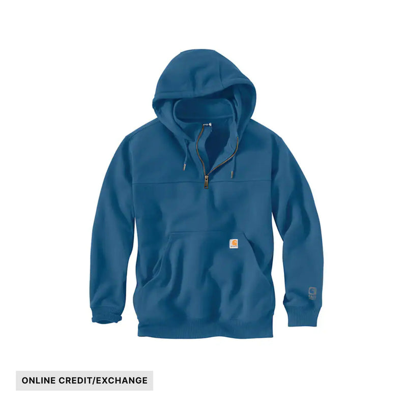 Carhartt Men's Rain Defender Paxton Heavyweight Hooded Quarter Zip Mock Sweatshirt - Dark Horizon Blue