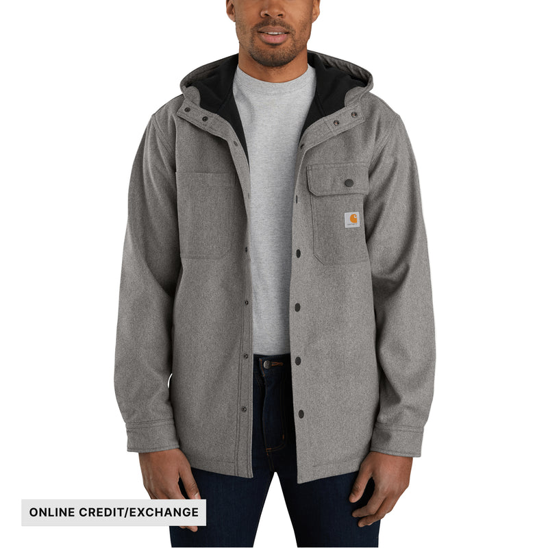 Carhartt Men's Rain Defender Relaxed Fit Heavyweight Hooded Shirt Jacket - Black Heather