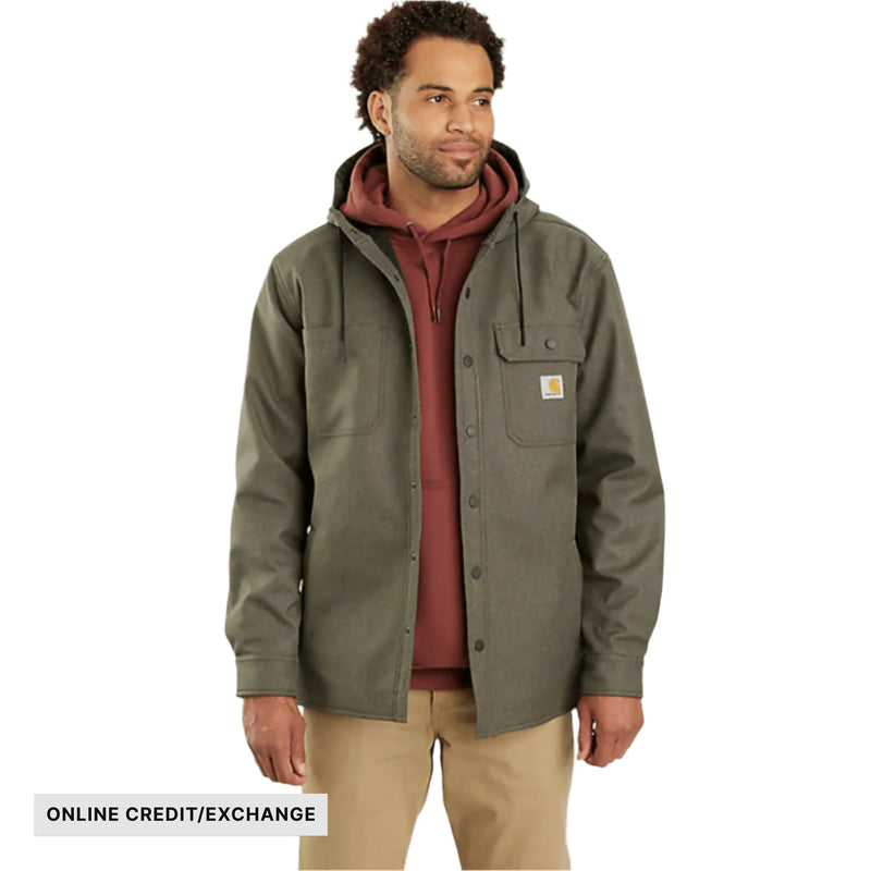 Carhartt Men's Rain Defender Relaxed Fit Heavyweight Hooded Shirt Jacket - Moss