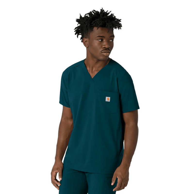 Carhartt Men's Cross Flex V Neck Scrub Top - Caribbean