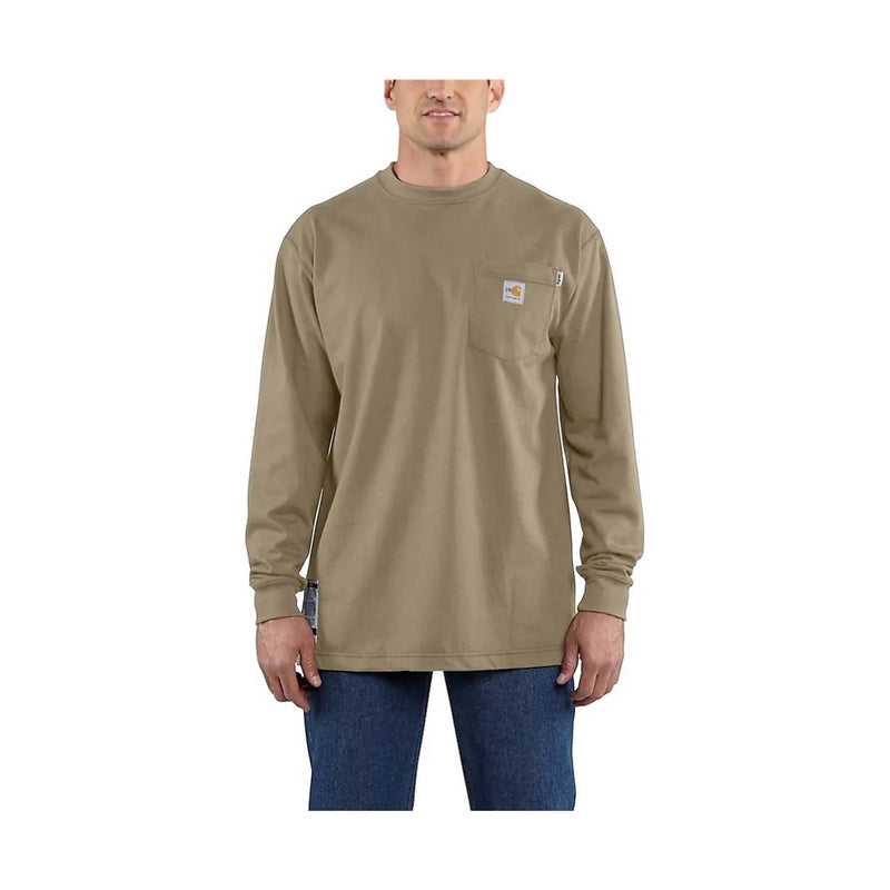 Carhartt Men's Flame Resistant Force Cotton Long-Sleeve T-Shirt - Khaki