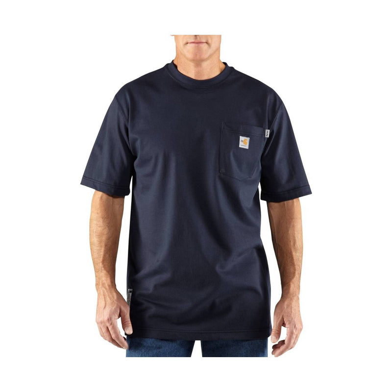 Carhartt Men's Flame Resistant Force Cotton Short Sleeve T Shirt - Dark Navy