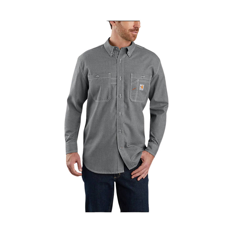 Carhartt Men's Flame Resistant Force Loose Fit Lightweight Long Sleeve Button Front Shirt - Gray