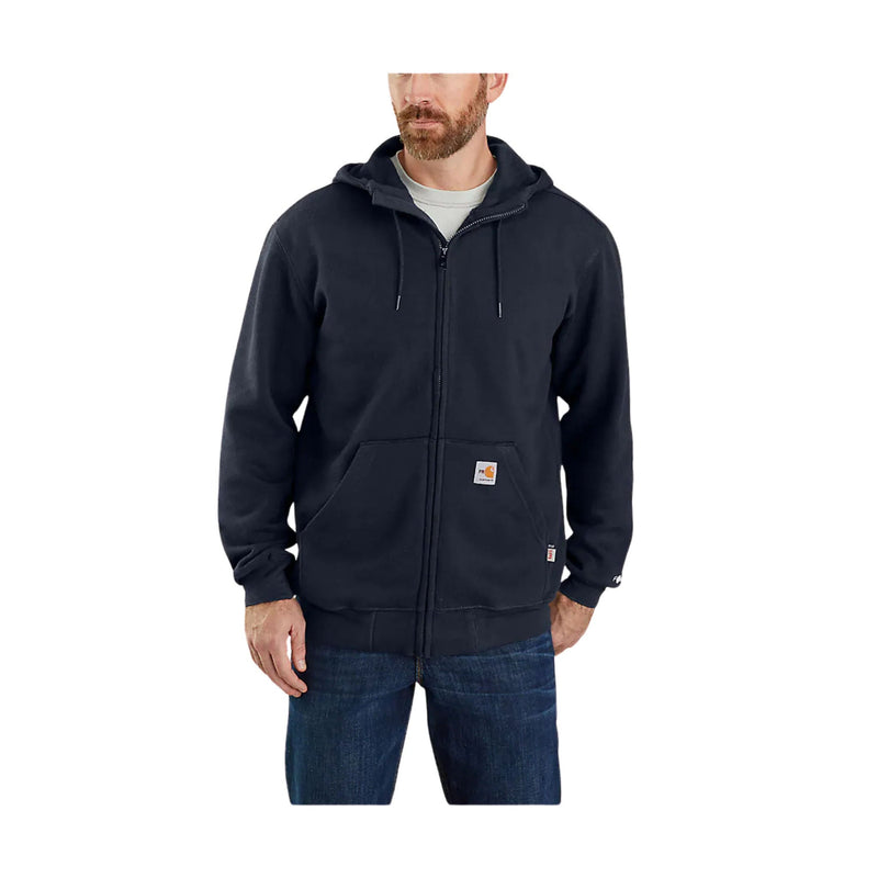 Carhartt Men's Flame Resistant Force Loose Fit Midweight Hooded Zip Front Sweatshirt - Navy