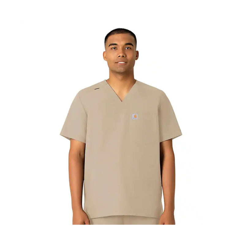 Carhartt Men's Force Essentials V Neck Shirttail Scrub Top - Khaki