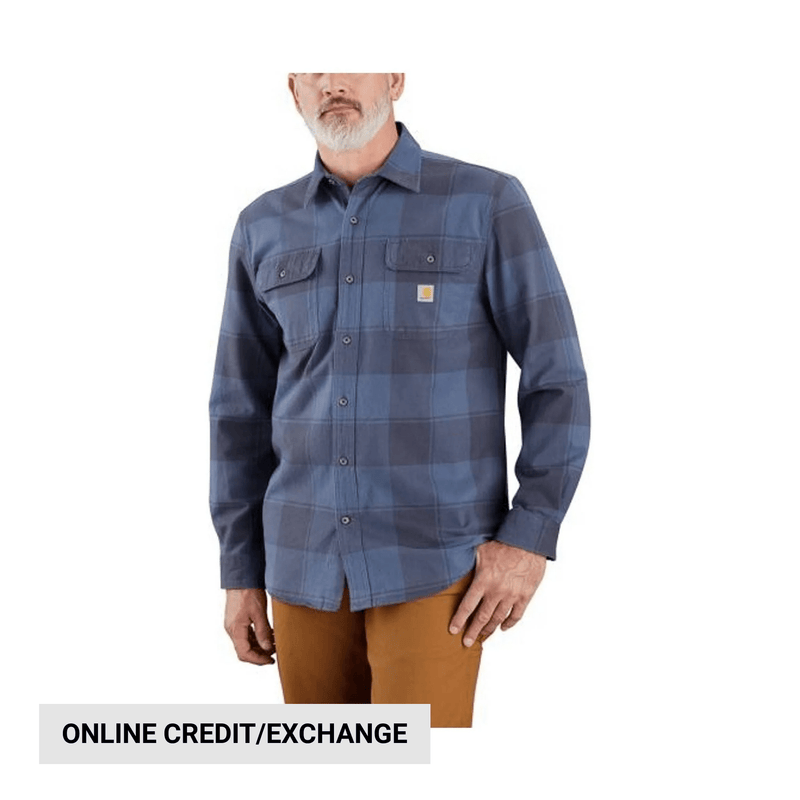 Carhartt Men's Heavy Weight Flannel LS Plaid Shirt - Navy