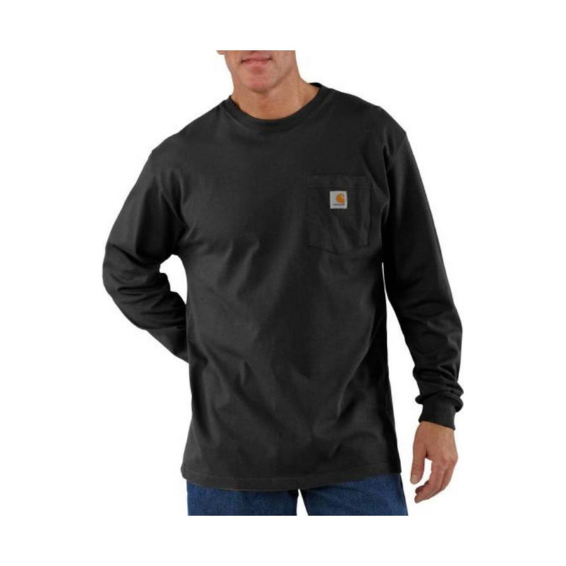 Carhartt Men's Loose Fit Heavyweight Long Sleeve Pocket T Shirt - Black