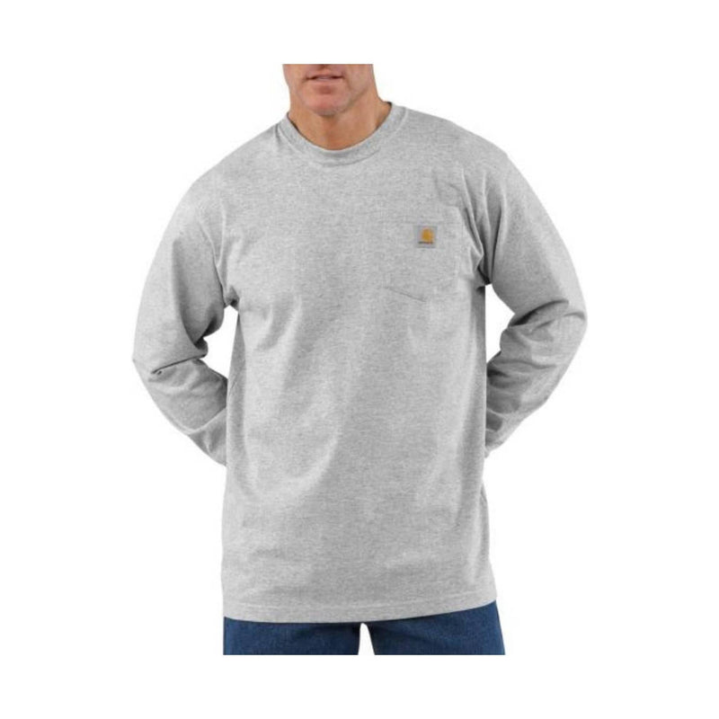 Carhartt Men's Loose Fit Heavyweight Long Sleeve Pocket T Shirt - Heather Gray