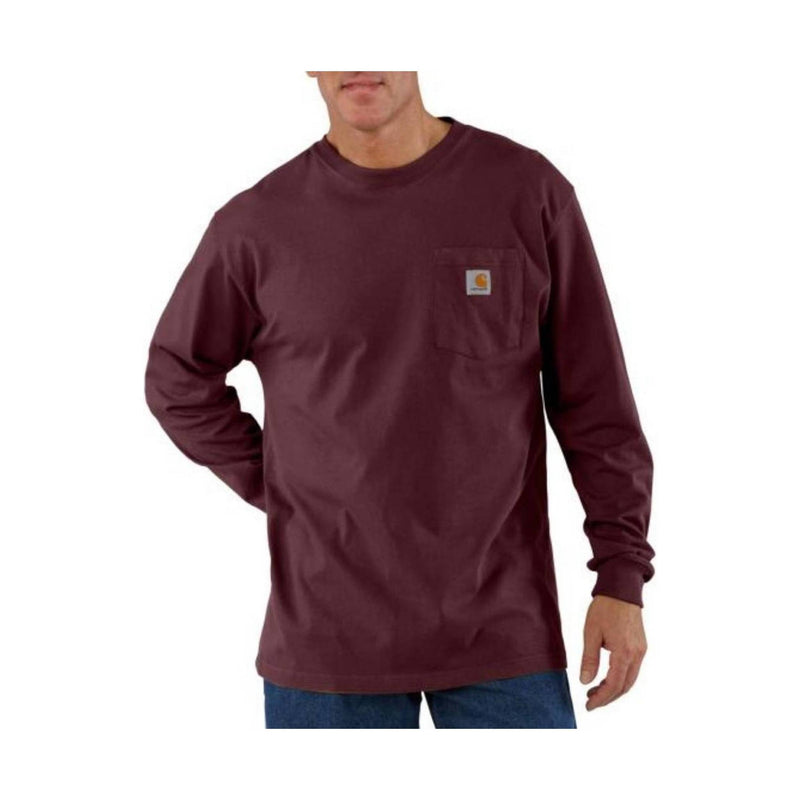 Carhartt Men's Loose Fit Heavyweight Long Sleeve Pocket T Shirt - Port