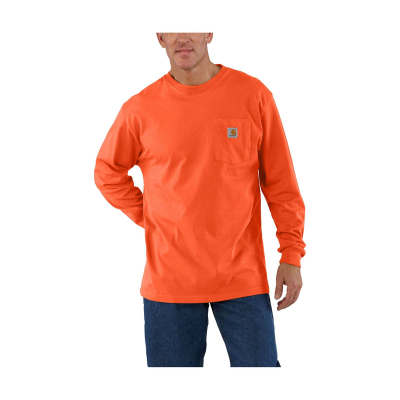 Carhartt Men's Loose Fit Heavyweight Long Sleeve Pocket T Shirt - Brite Orange